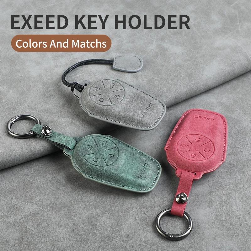 Leather Car NFC Card Smart Remote Key Fob Case Full Cover Holder Shell For ICAR Chery Exeed RX VX LX TXL FL 2024 Accessories
