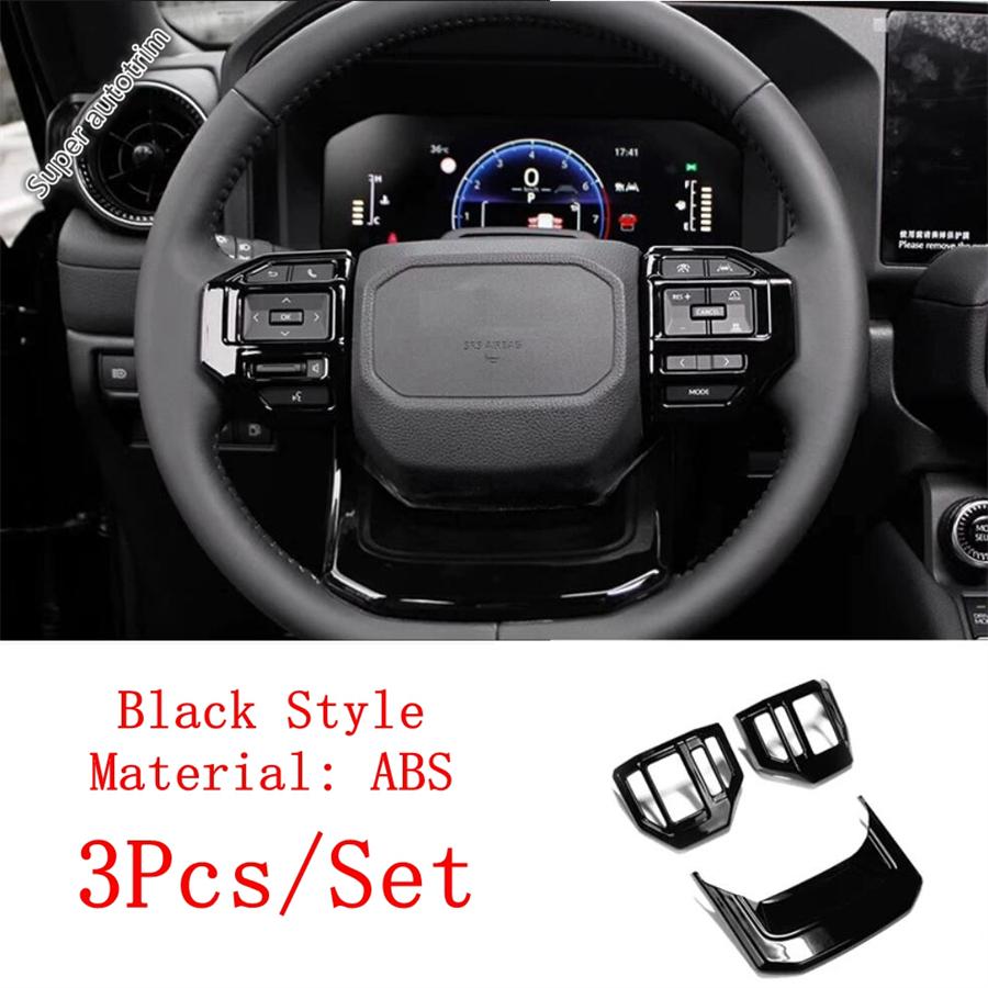 Black Head Light Steering Wheel Dashboard Frame Cover Trim Accessories For Toyota Land Cruiser 250 Prado LC250 2024 2025 2026