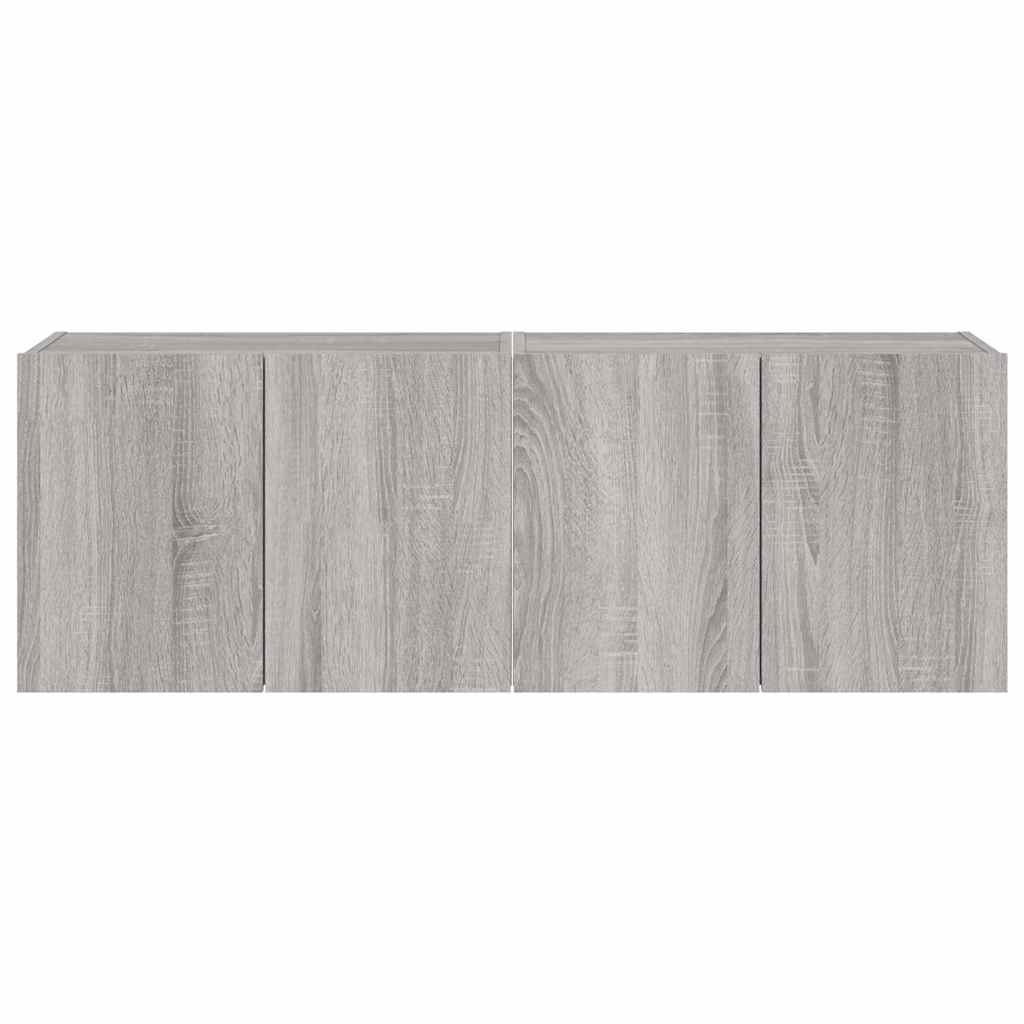 Wall Mounted TV Cabinets with LED Lights 2 pcs Grey Sonoma 60 x 35 x 41 cm