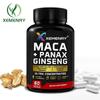 Maca Wortel Capsules 20:1 Extract + Koreaanse Panax Ginseng10:1 Extract - 20x Geconcentreerde Zwarte + Rode + Gele Macawortel