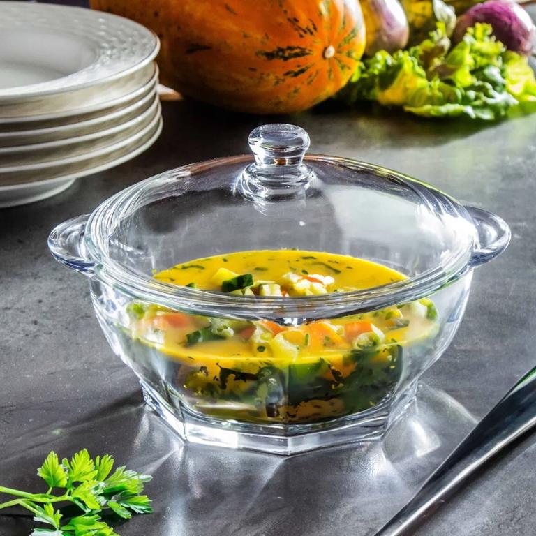 Soup Pot, Glass with Lid 1.5 L For Oven and Microwave