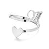 Stainless Steel Heart-Shaped Initial Ring for Women - Fashionable, Adjustable, In Stock