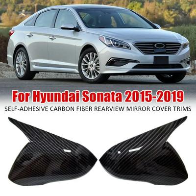 For Hyundai Sonata 2015- OX Horn Car Rearview Side Mirror Cover Sticker Wing Cap Exterior Door Case Trim Shell Silver Frame