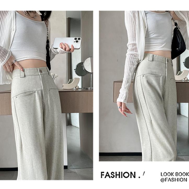 Light and Breathable  Suit Pant for Women with Relaxed Wide-leg Trousers