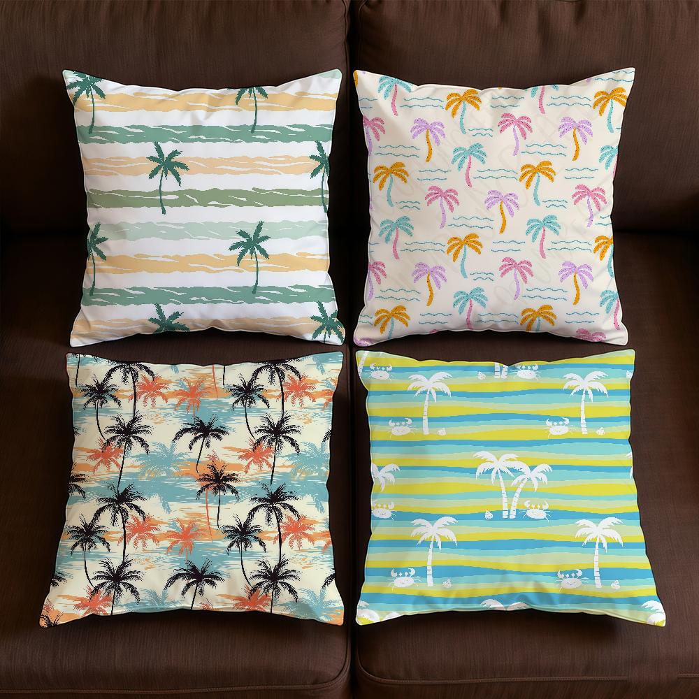 Cushion Cover Scenery Beach Soft Case For Sofa Living Room Home Comfortable Office Decor Protective Pillow Covers