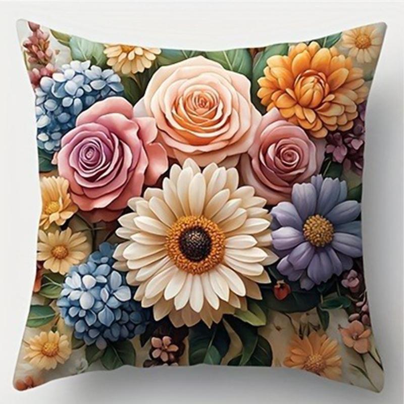 Fräsch lantlig design ros, lilja och liljemönster örngottLämplig för soffa bil sovrum dekorativt kuddöverdrag kuddfodral