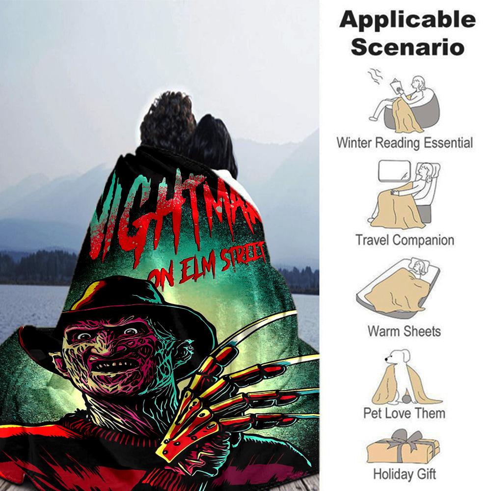 Nightmare Elm Street Flannel Blanket Super Soft Warm Cozy Blanket For Sofa Bed Office Travel Allseason Home Decor Gift