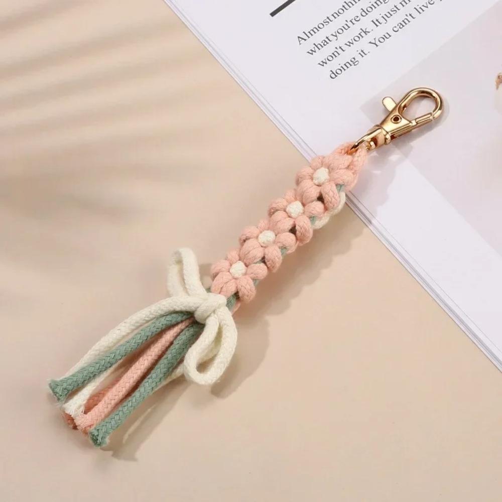Cute Cotton Rope Key Chains Handmade Multi-purpose Colorful Braided Keychain Large Zipper Puller Women Bag Charm Pendant
