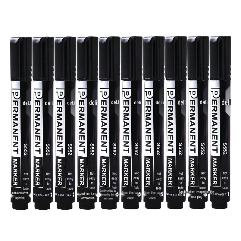 Deli S552 Oil-Based Marker Pen, Black (40 Pack)