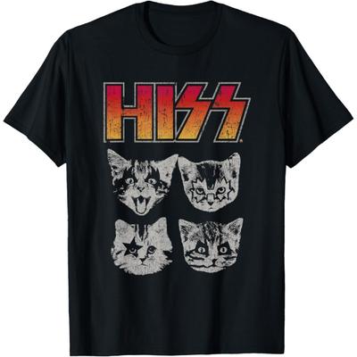 HISS Cat Funny Cats Kittens Rock Music Cat Lover Hiss T-Shirt, Black