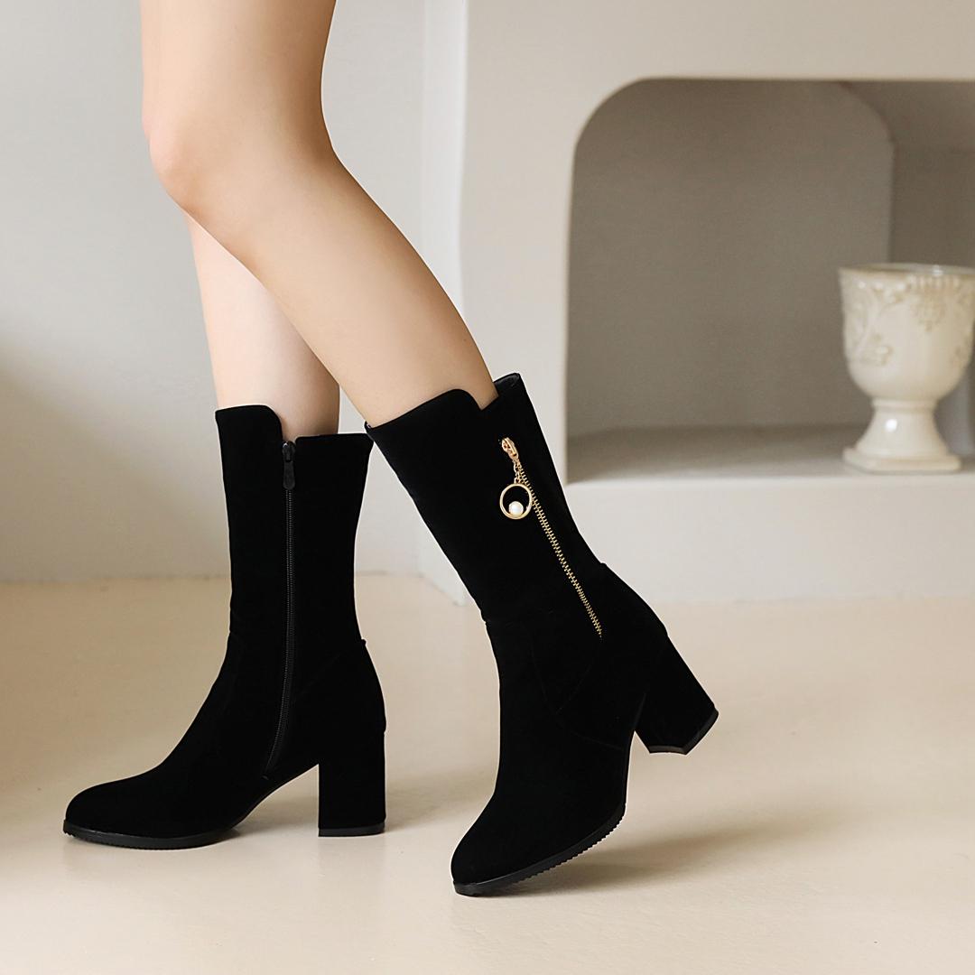 

Женские короткие сапоги на высоком каблуке, осенние и зимние новые ботинки martin на толстом каблуке