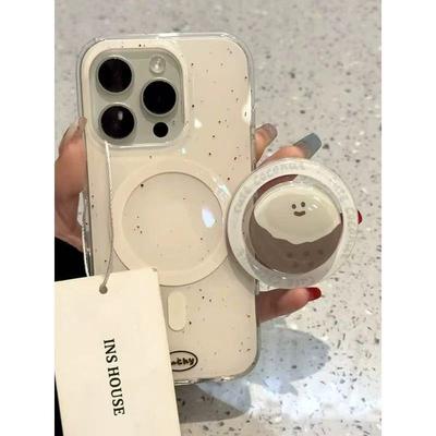 Capa de Celular de Coco para Apple iPhone 16 Promax - Branca Simples à Prova de Choque com Suporte Magnético Capa Criativa em