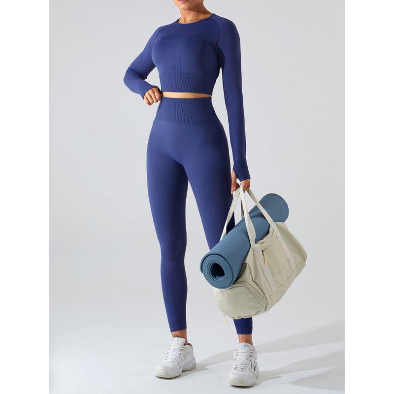 Yoga Clothes Suit Women's 2023 New Arrival Fall and Winter Tight Long Sleeves Fitness Clothes Tops Fancy Bright Color Sports Quick-Drying