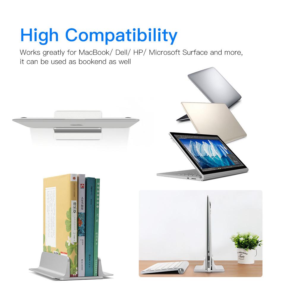 Blumax Supporto Verticale Per Laptop In Alluminio, Argento, Compatibile Notebook 10-15.6 Pollici E Tablet, Antiscivolo, Dissipante