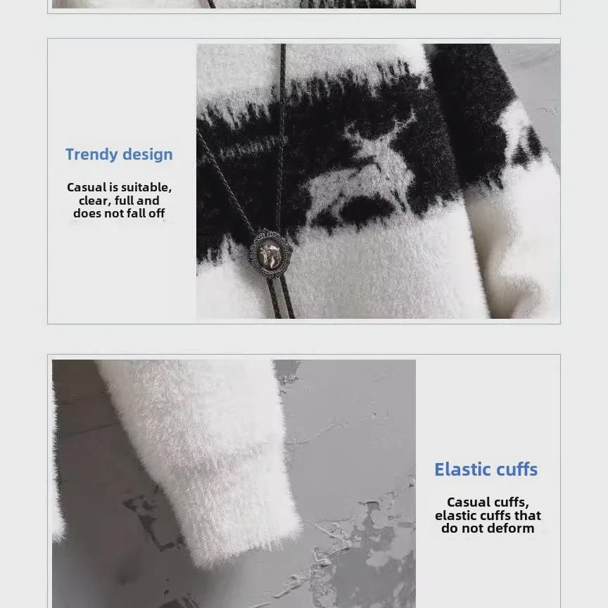 Herren Herbst/Winter Gold Nerz Doppelseitiger Samtpullover - Dick gestrickt, Rundhalsausschnitt, Koreanischer Stil