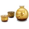 Waza No Kura Stylish Sake Cup and Bottle Set, Kutani Ware, Gold Leaf Decorated, Ceramic, High-End Brand, Japanese Tableware, Made In Japan, Perfect Fo