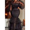 Fall Winter New Plus Size Women's Bubble Flocking Polka Dot Sexy Dress, Leisure Fashion for Women