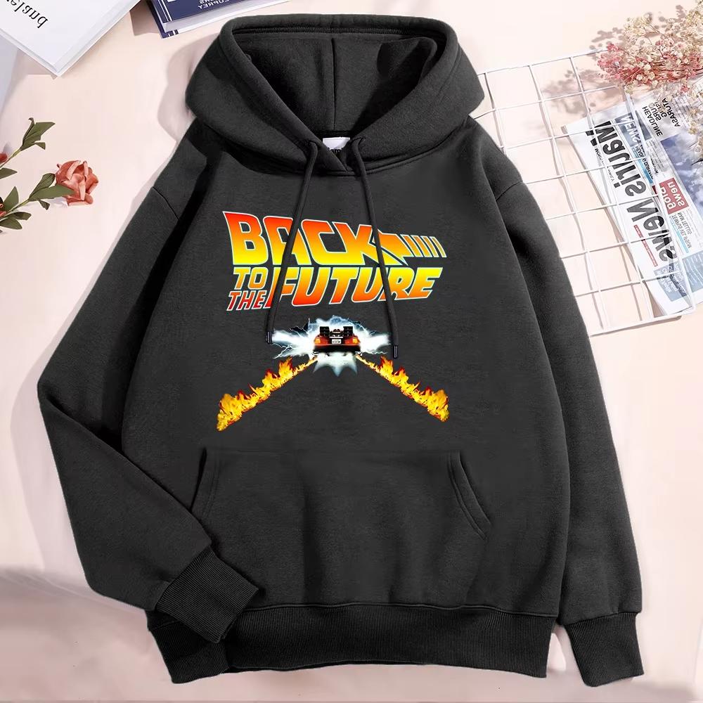 New Back To The Future Graphic Print Pullover Hoodies Unisex Men Women Harajuku Streetwear Long Sleeve Sweatshirt Loose Fit Casual Fashion Daily Tops