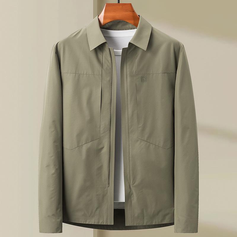 

Мужская модная дышащая куртка с лацканами на весну/осень 2025 года для мужчин среднего и молодого возраста XL хаки