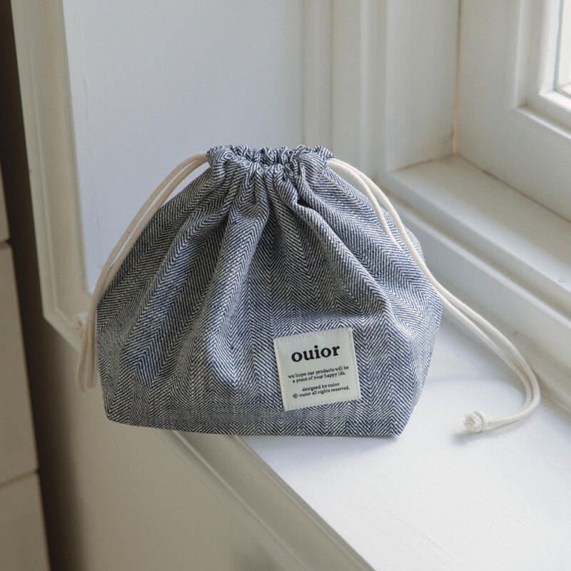 chubby string pouch herringbone (L) (+gift box)