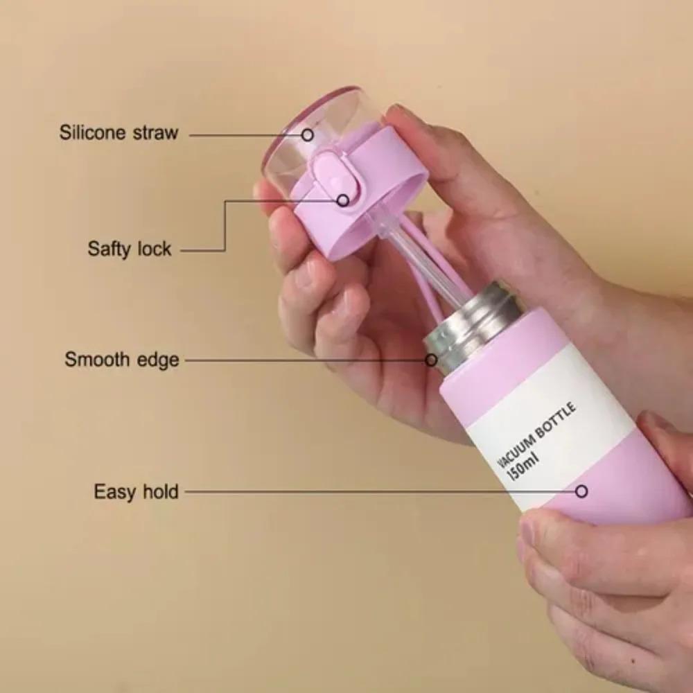 150/250ml Stainless Steel Thermal Water Bottle With Straw Mini Thermos Cup for Tea Coffee Mug Travel Vacuum Flasks Insulated Cup