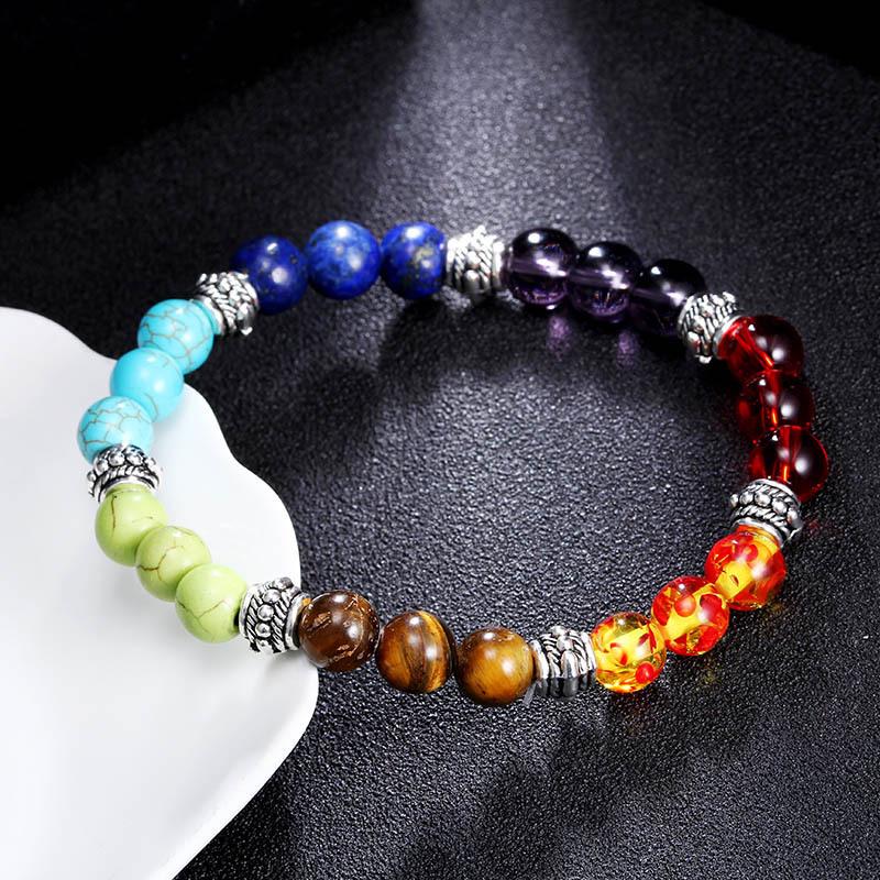Colorful Lava Stone Beaded Bracelet with Palm and Peach Heart Pendants for Men and Women