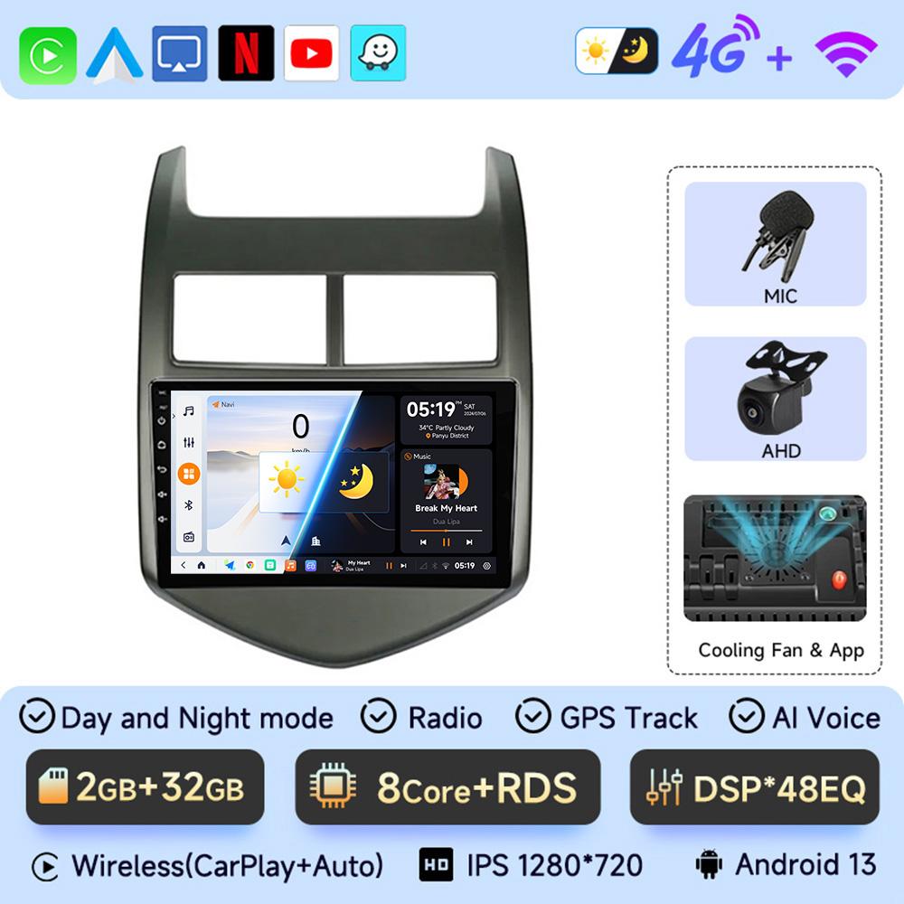 Android 13 Car Radio for Chevrolet Aveo 2 Sonic T300 2011-2015 Multimedia Naviagtion Player 2Din Carplay Head Unit Stereo Audio