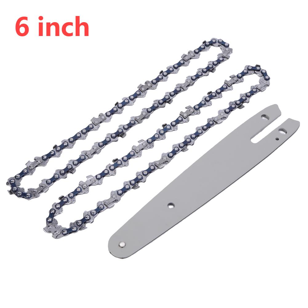 4/6 Inch Chain And Guide Plate Set Mini Chainsaw Replacement Cordless Electric Saw Chain Wood Branch Cutting Sharp Chains