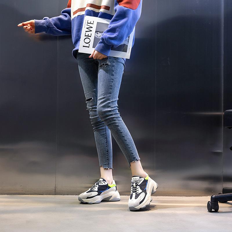 Leather dad shoes women's 2025 spring new Korean version versatile sports shoes children's thick-soled shallow-mouth casual women's shoes