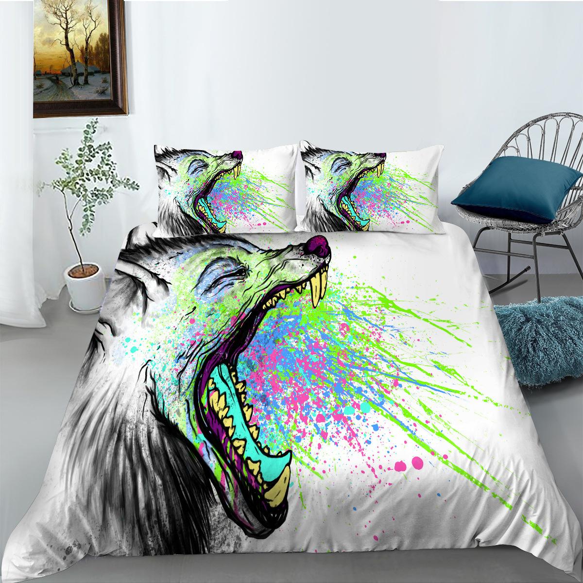 Wolf Series Bedding Two Or Three-Piece Set Polyester 3D Digital Printing EU single 135*200