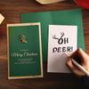 Retro Gold Foil Christmas Metal Greeting Card with Envelope - Business, Gift, or Birthday Blessing Holiday Card