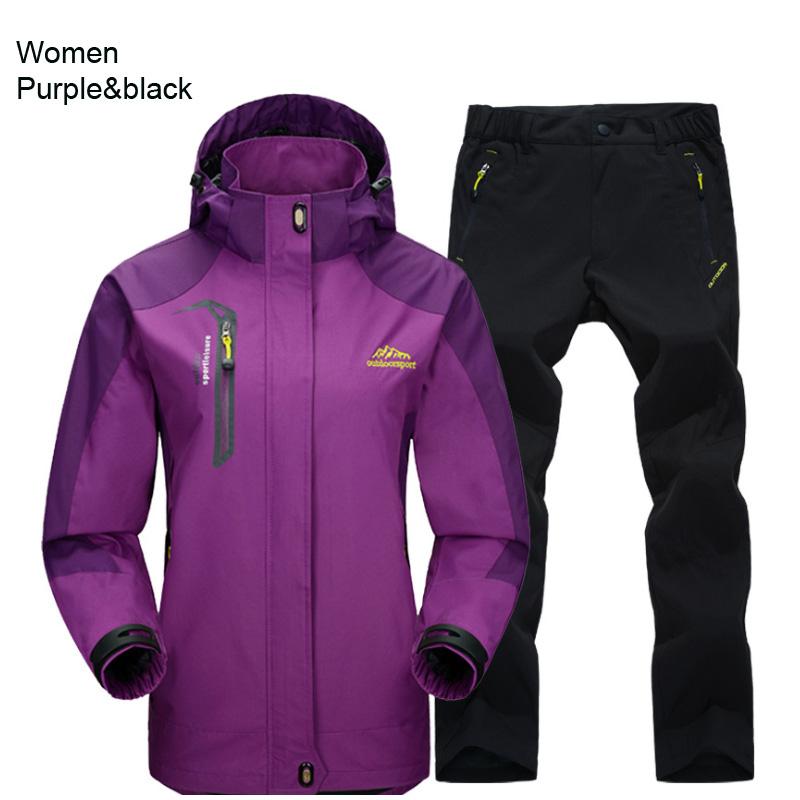 Dámská bunda kalhoty turistický set kempování jaro podzim outdoorový voděodolný 20000MM větruodolný oblek trekingový kabát kalhoty