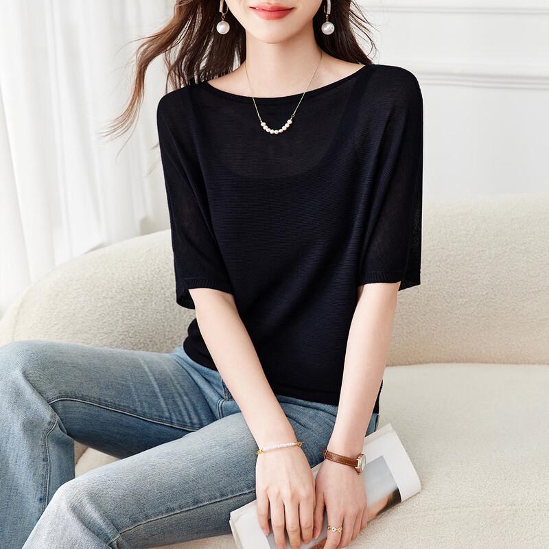 Srcr Women s Mulberry Silk Blend Batwing Knit Top One Size
