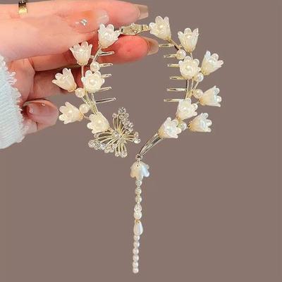 Butterfly Bell Orchideje Spona do vlasů Spona do vlasů Labuť Střapeček Pilulka Hlava Culík Přezka Perlová vlásenka Dívka Barrette Spona do vlasů Příslušenství do vlasů
