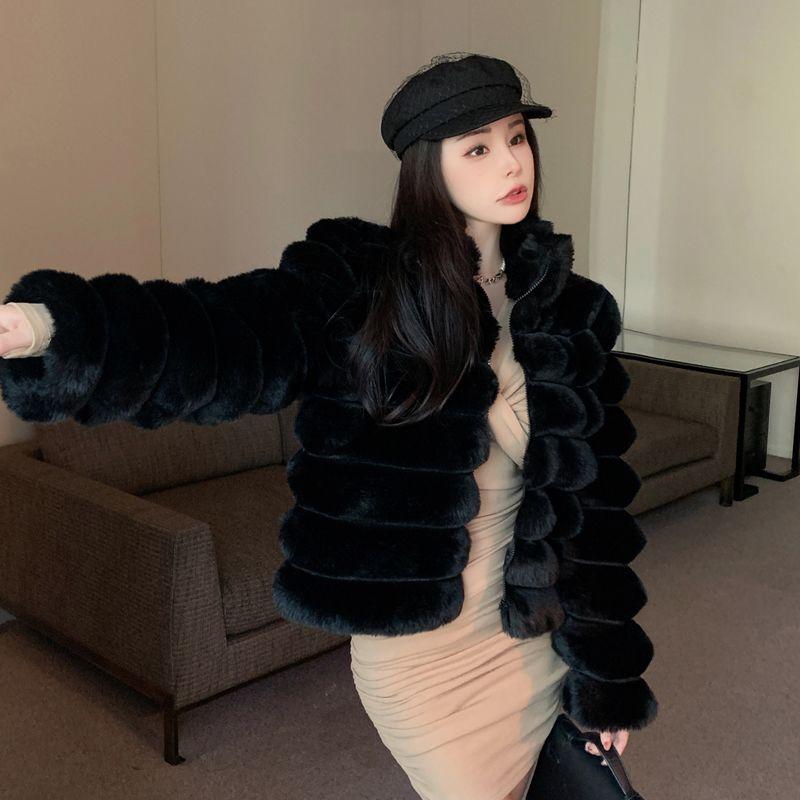 French Fur Coat for Women Imitation Rex Rabbit Winter Thickening Short Style Small Fur Versatile Fur Coat Top