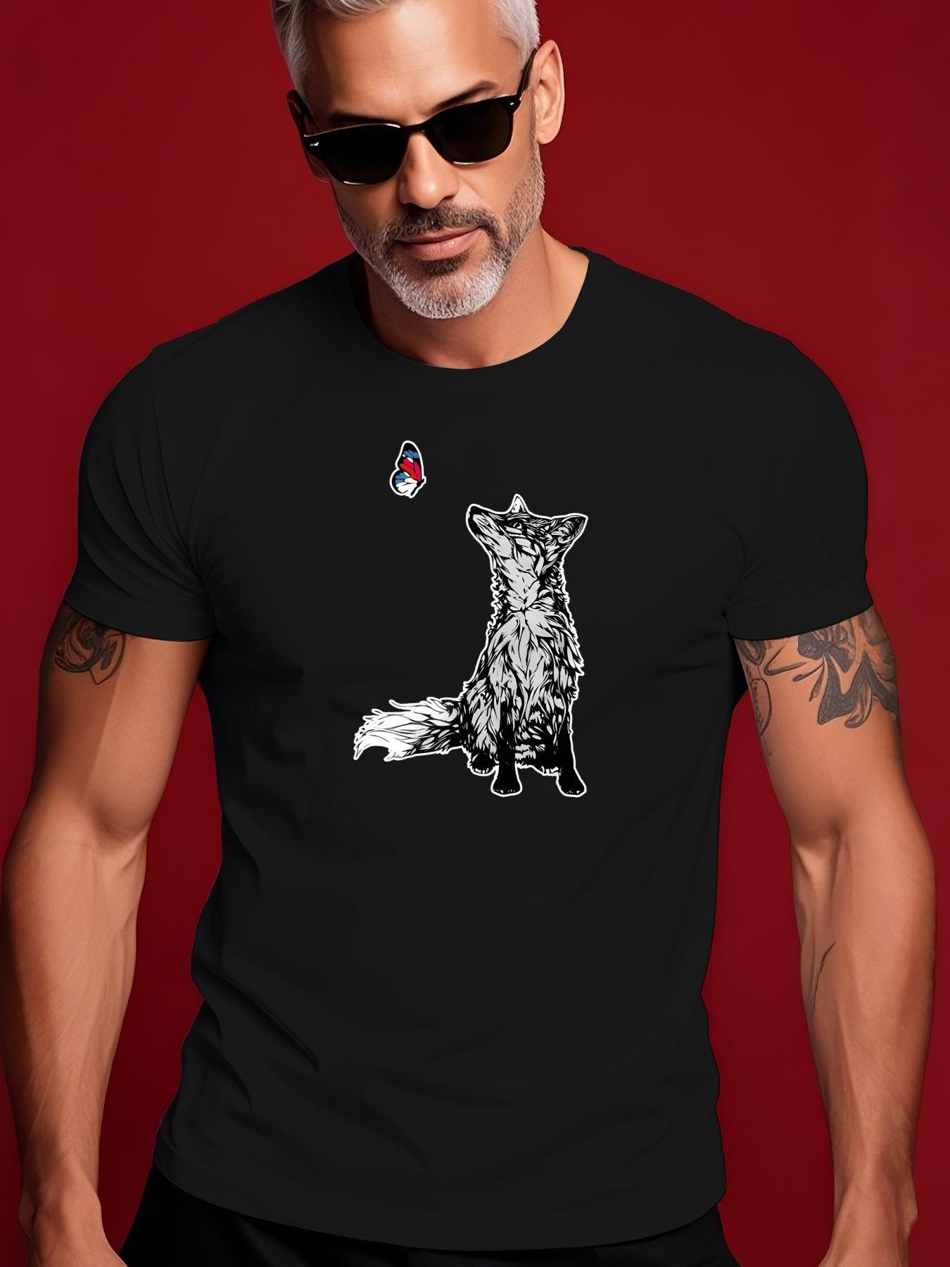 Blue Fox Butterfly Graphic Tshirt - Casual Summer Streetwear L