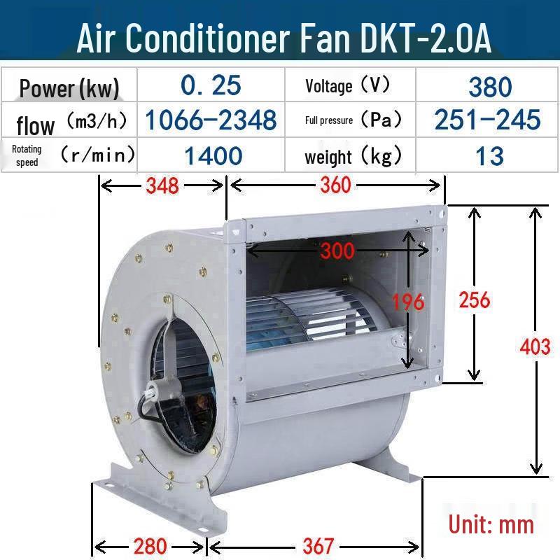 Aokewen 2.0A 0.25kW 4P Low Noise Dual Inlet Centrifugal Fan