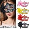 Sequin Flower Mask Feather Masquerade Mask Exquisite Half Face Cover  Girl