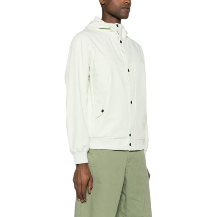 Stone Island SS24 Soft Shell Solid Color Single-Breasted Casual Hooded Windproof Waterproof Breathable Jacket Men jackets Pistachio 801540227-V0051