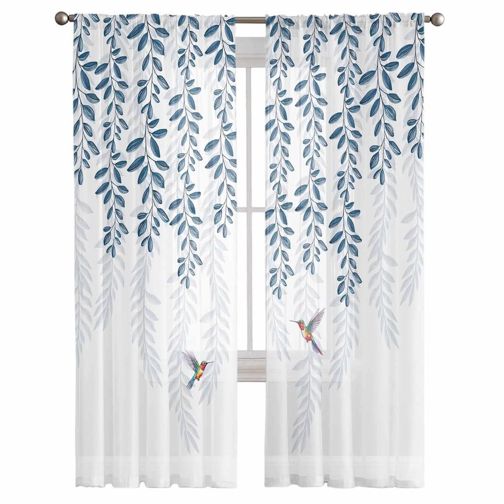 Animal Bird Leaves Sheer Curtains For Living Room Kitchen Window Curtains Bedroom Tulle Voile Curtains