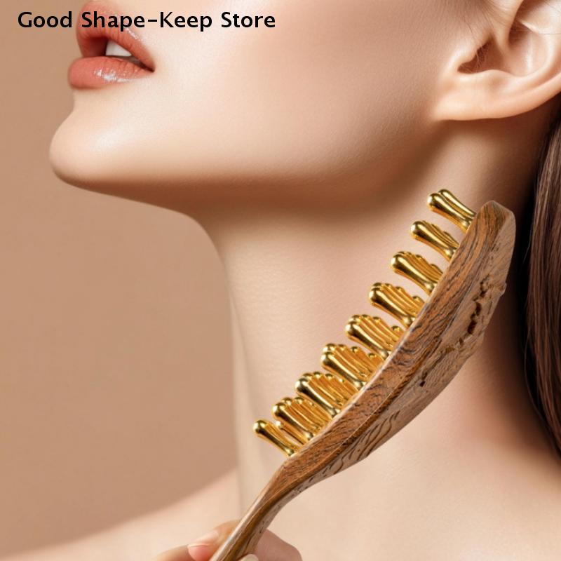 39 Teeth Head Massage And Gua Sha Tool Long Handled Massage Comb Scalp Head Meridian Comb Thickened Wide Wooden Comb