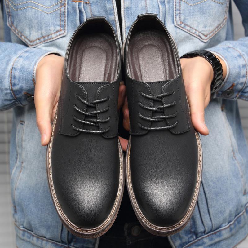 

New Brand Men Oxfords Shoes British Style Men Genuine Leather Business Formal Sho Men Dress Shoes Flats Top Quality Oxford Shoes 38 чорний