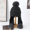 Winter Korean Thickened Hairball Ear Protection Knitted Bomber Hat Women Simple Casual Windproof Warm Small Face Wool Beanie Cap