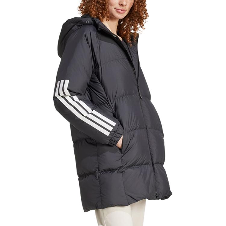 adidas Sports Lifestyle Series Hooded Warm Zipper Long Sleeve Down Jacket Women Jacket Black JG3855