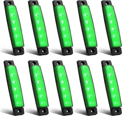 X-STYLE Side Markers, Green, 12 V, 24 V, General Purpose 6 Row LED Marker
