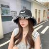 Autumn and winter hat women's rough edge old washed denim bucket hat big brim showing face small bucket hat versatile basin hat