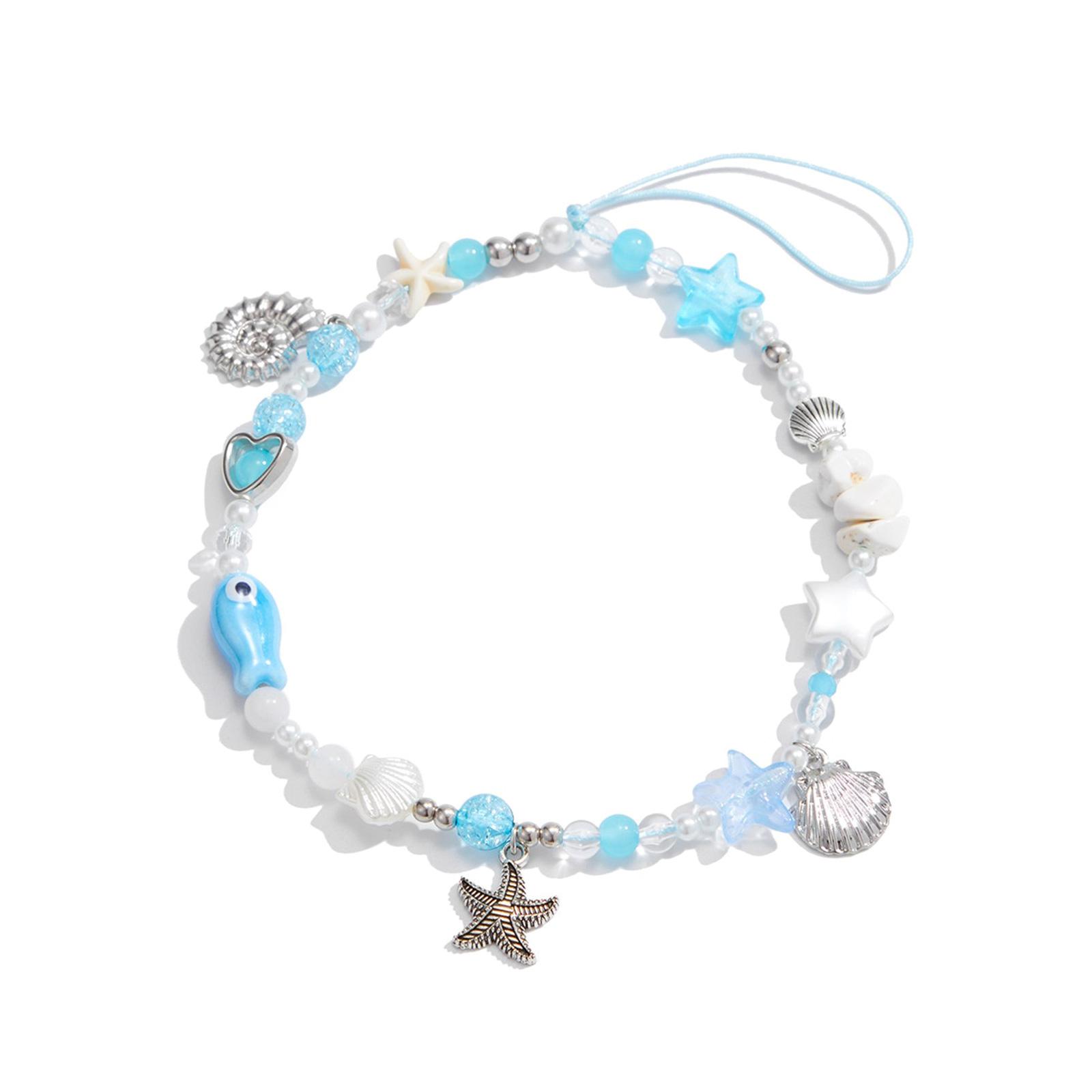 

Стильный летний брелок для телефона в океанской тематике, ракушки, морская звезда, раковина, брелок для ключей, ручная работа, из бисера, шнурок для мобильного телефона