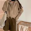 2025 Women's Korean Style Loose Tassel Sweater with Hooded Zipper and Torn Edge Design for Autumn Winter