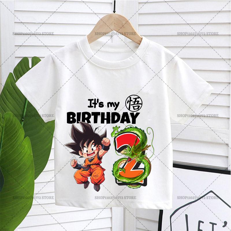 Neues Dragons Ball T-Shirt Junge Nummer Geburtstagskleidung Mode Goku Anime Figur Print Kleidung Top Kind Sommer Atmungsaktives Top Geschenk