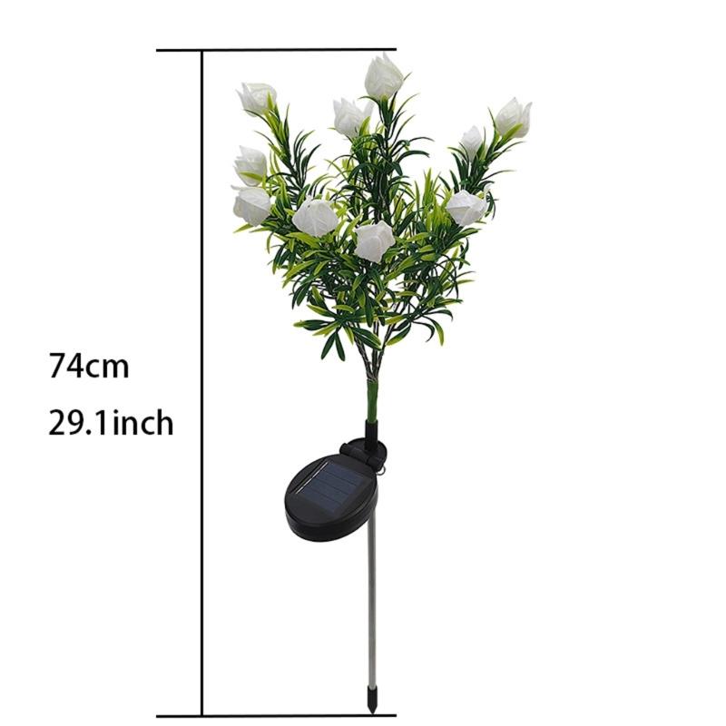 Solar Powered Flower Stake Light with LED Output, Lawn Fence Entry Light with Ground Stake Base for Outdoor Yard Accent
